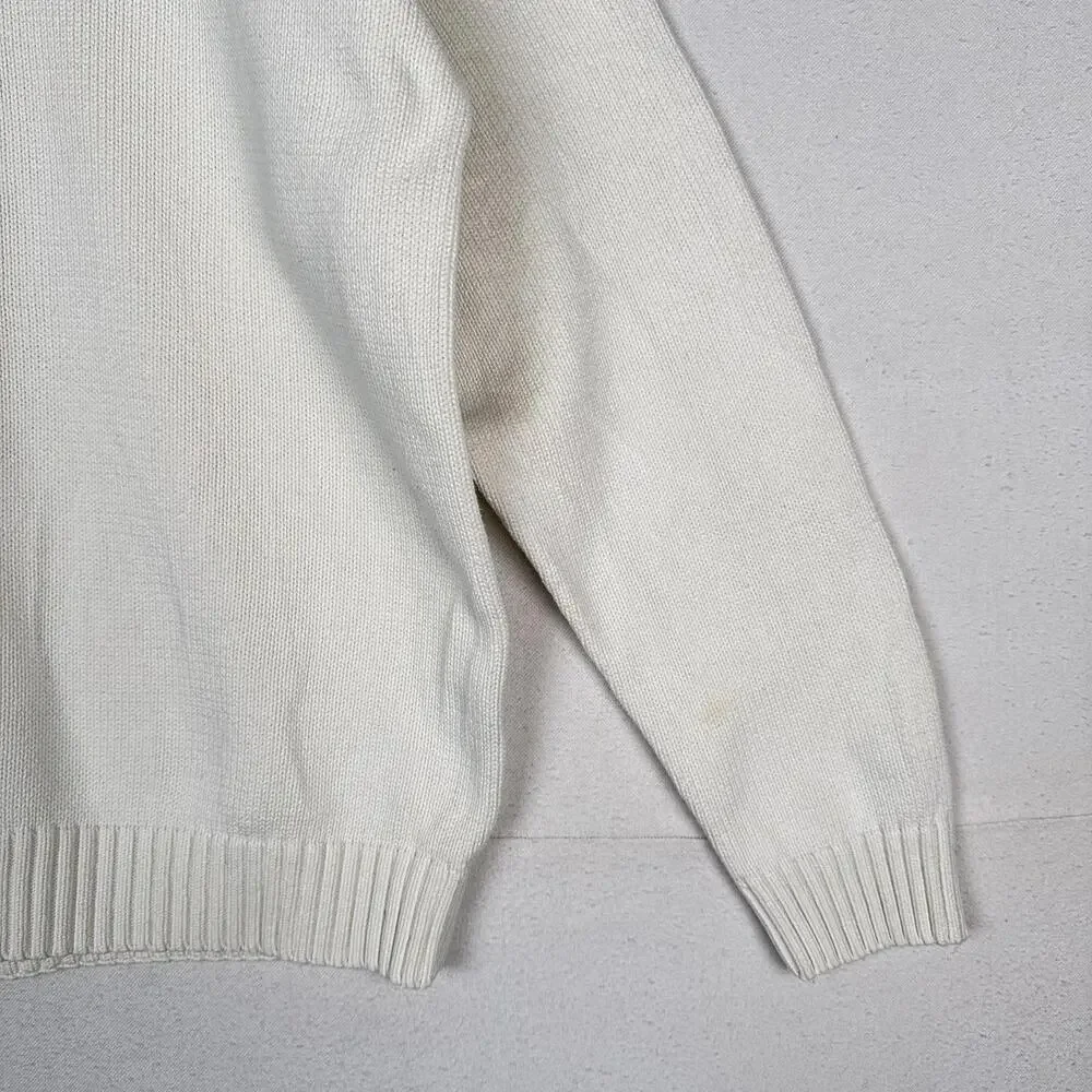 Vintage Tommy Hilfiger Men's Knit Cotton Crewneck Sweater Large White - Picture 6 of 9